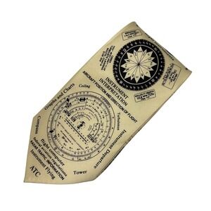 Vintage Museum Artifacts Necktie ATC Silk Aviation Flight Instruments Pilot Tie